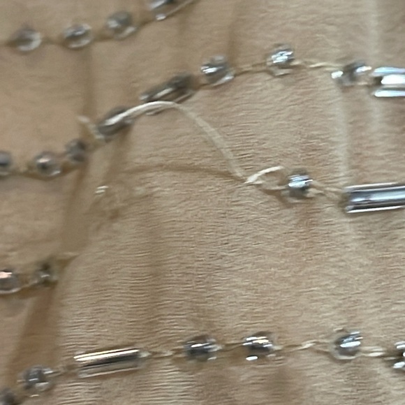 Aidan Mattox Mini Beaded Tan Gold Metallic Dress size 4 Holiday Christmas Party - Picture 10 of 16